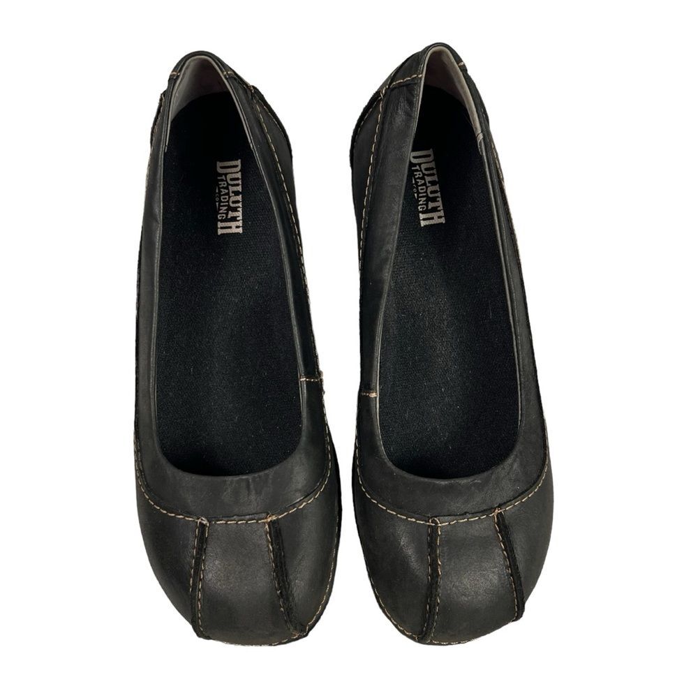 Duluth Andina Skimmer Black Leather Flat Size 8.5 Casual Comfy